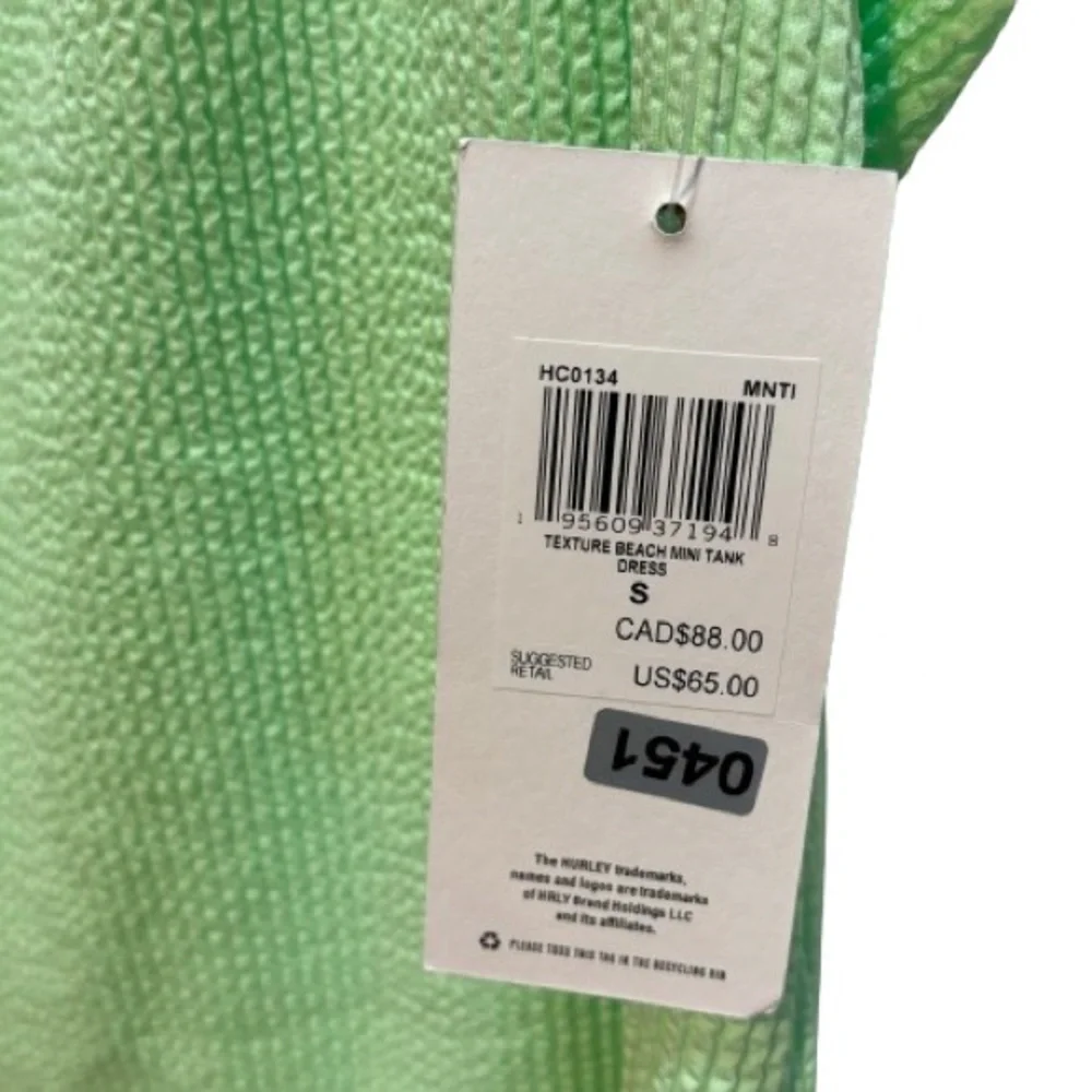 NWT Hurley Textured Beach Mini Racerback Coverup Green Size S - Picture 2 of 8